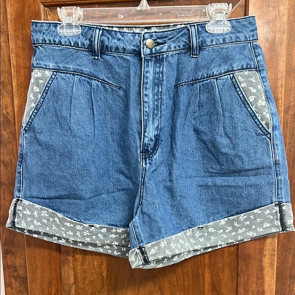 Easel Blue and Gray Jean Shorts